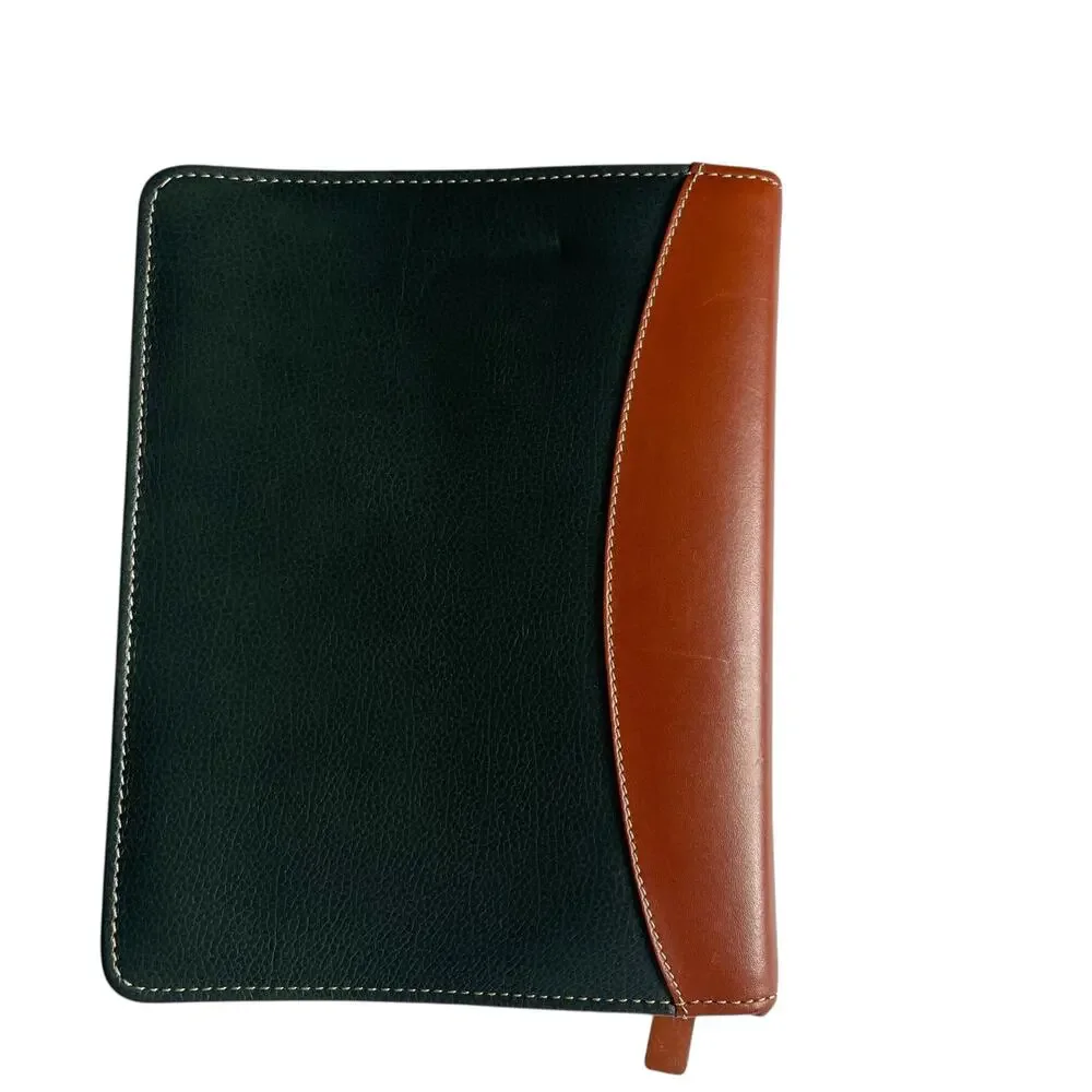 Franklin Quest Verona Leather 7-Ring Planner Binder Green Brown Made in USA